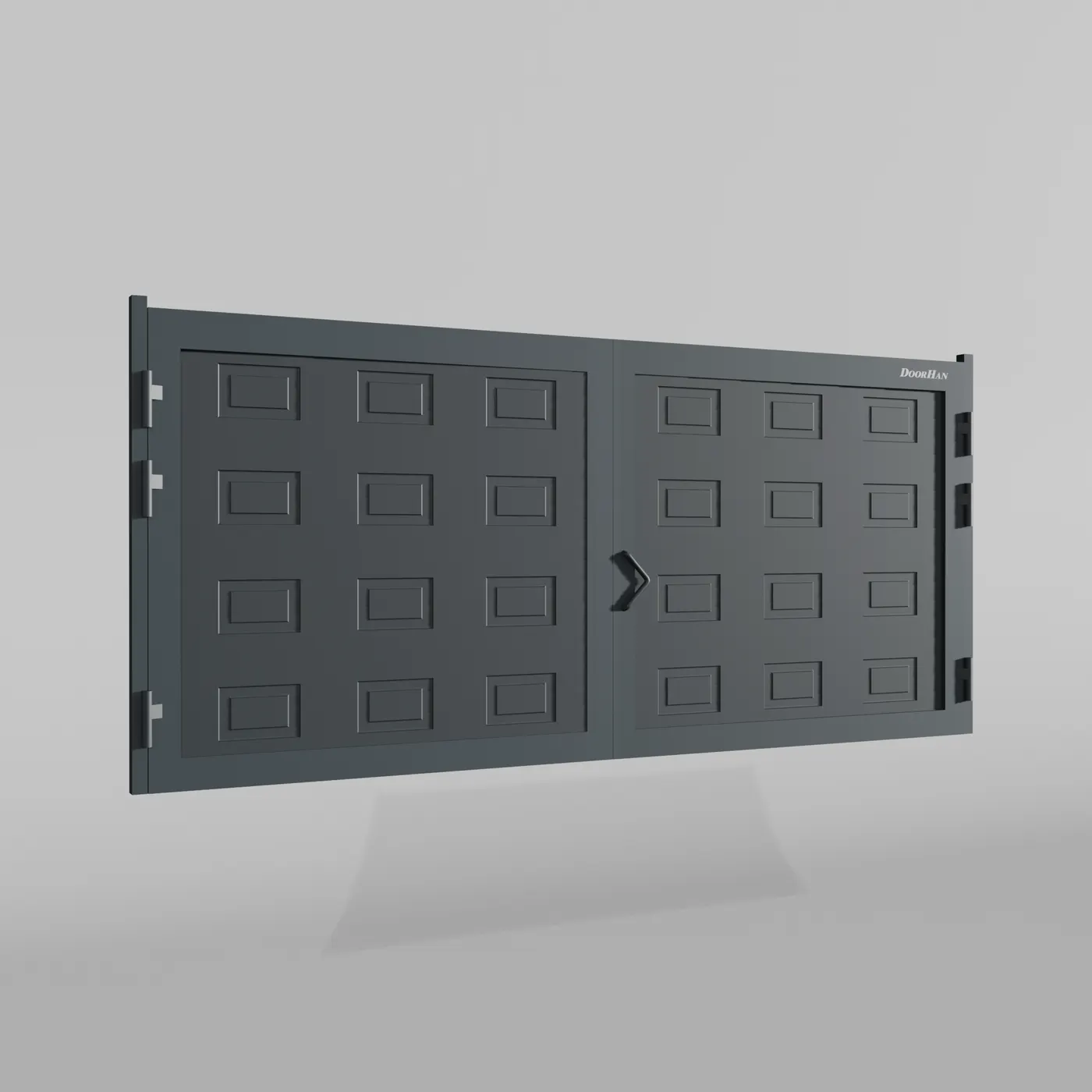 Распашные ворота DoorHan 2400х1900 цвета RAL 7016 (антрацит) с дизайном «филенка» с автоматикой